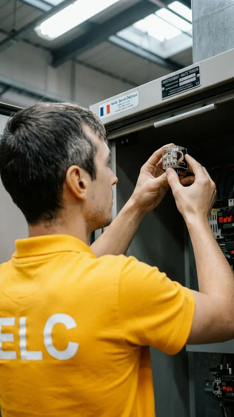 Équipe d'électriciens ELC Qualifelec en intervention à Senlis Oise